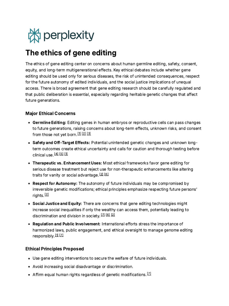 Ethical Concerns in Gene Editing | PDF | Genetic Engineering | Gene