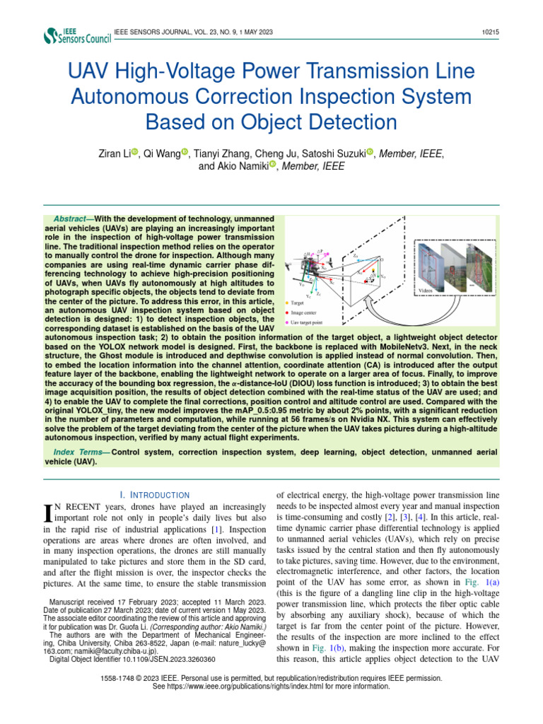 UAV Inspection System for Power Lines | PDF | Unmanned Aerial Vehicle ...