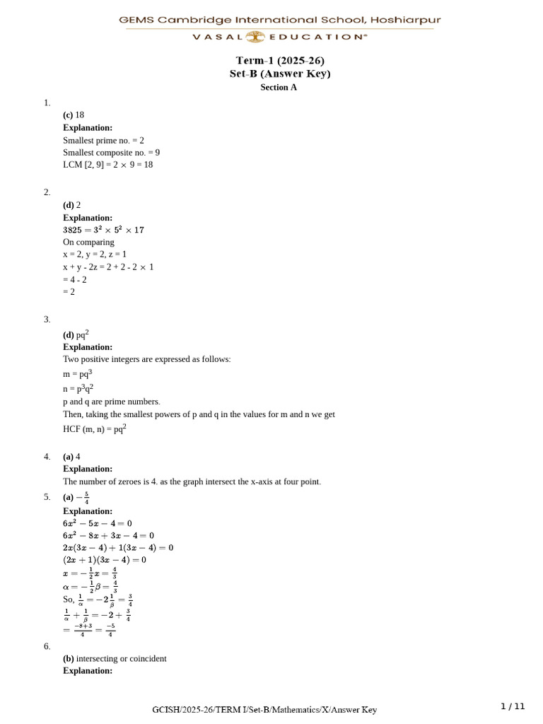 Class 10 Mathematics Solutions Set A | PDF | Area | Angle