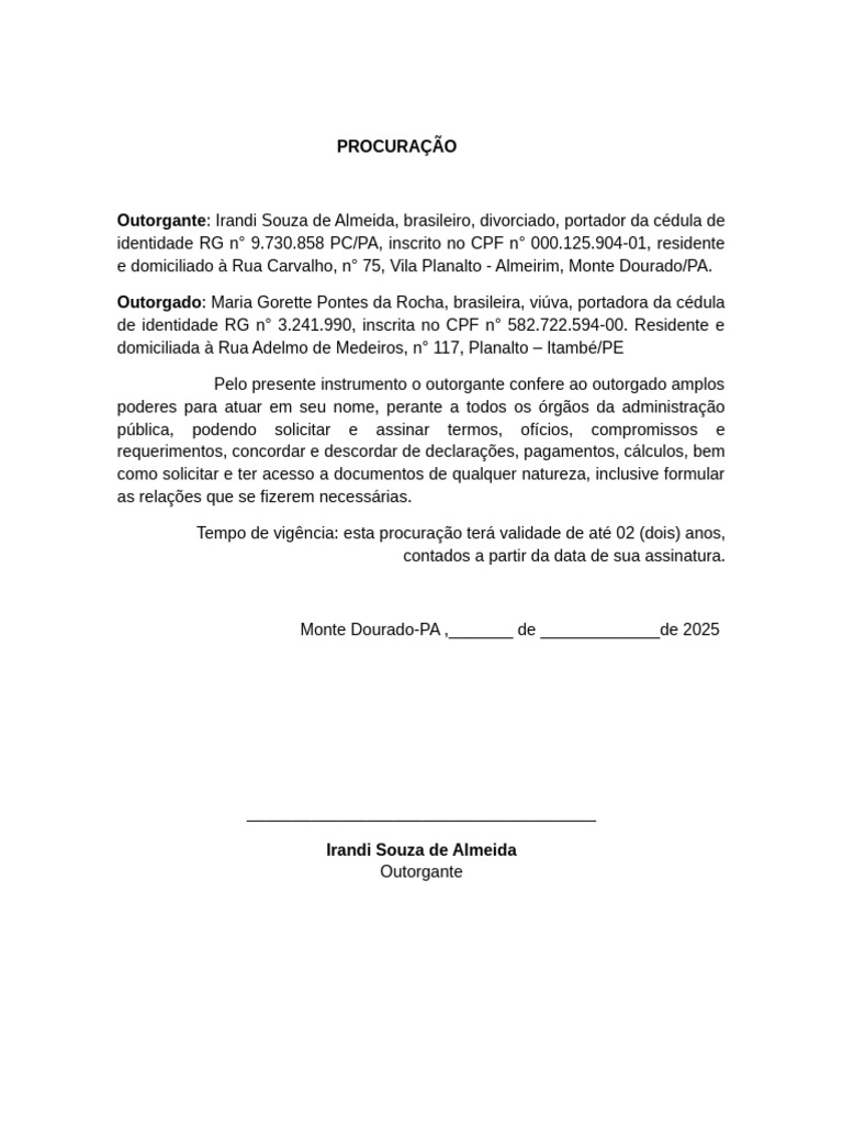 Procuração Simples para Representação | PDF
