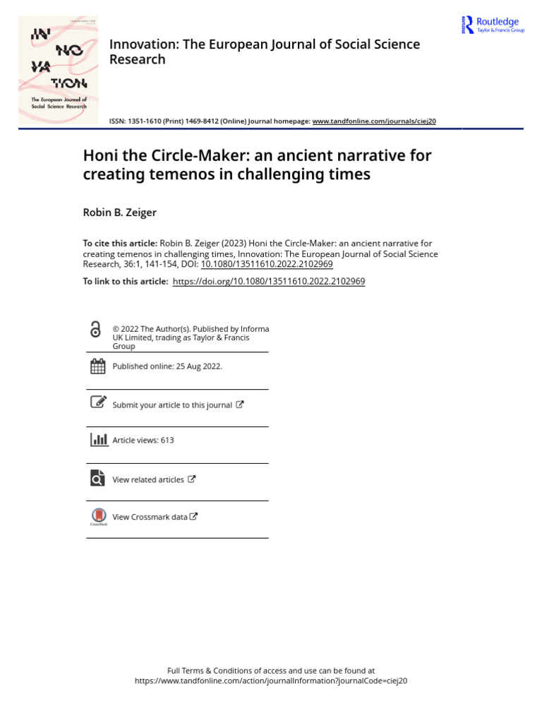 ZEIGER Honi The CircleMaker An Ancient Narrative For Creating Temenos