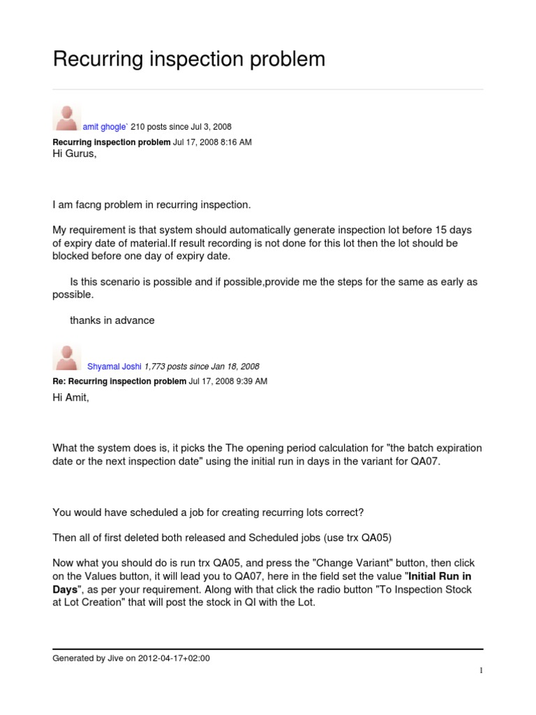 09 Inspection Document.1 PDF Shelf Life Computing