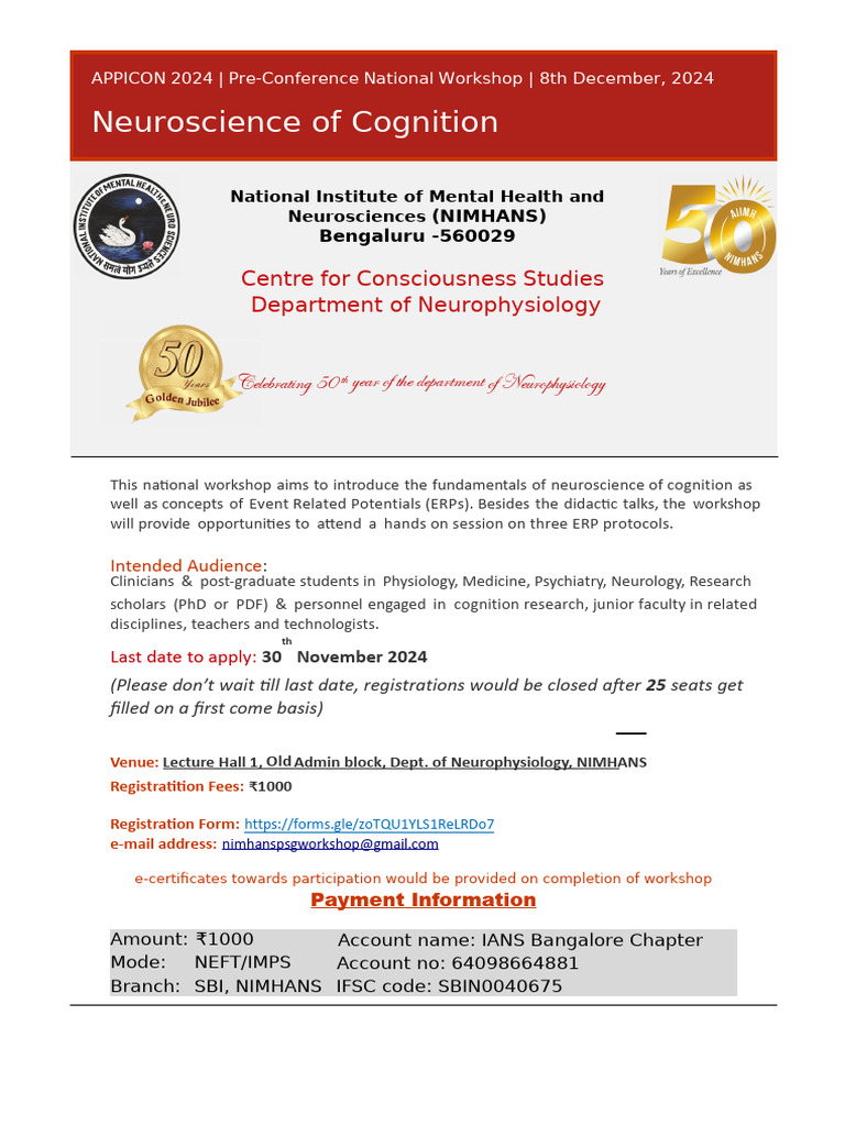 Neuroscience of Cognition Workshop 2024 | PDF | Neuroscience | Cognition