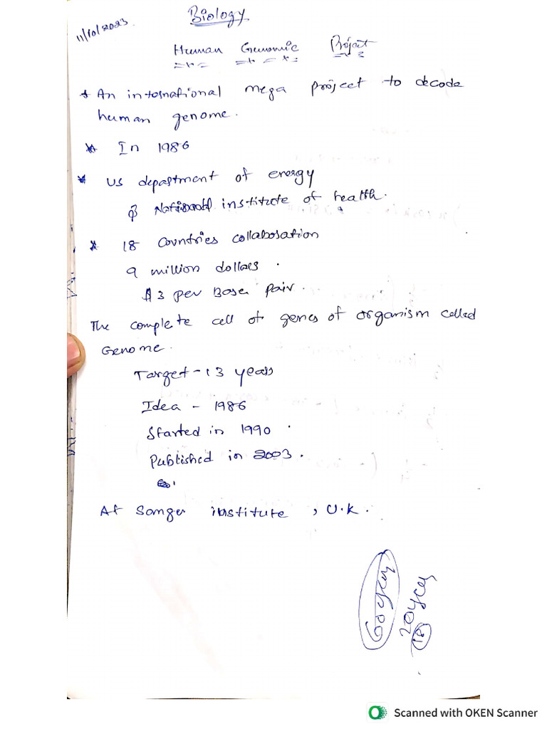 Bio Human Genomic Notes | PDF