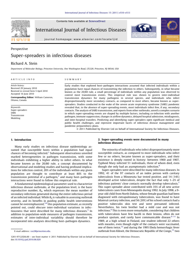Super-Spreaders in Infectious Diseases | PDF | Infection | Hiv