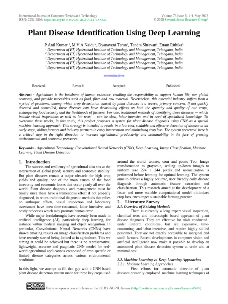 Deep Learning for Plant Disease Detection | PDF | Deep Learning ...