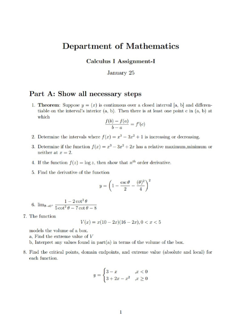 Calculus I Assignment 02 Feb 25 11 38 25 | PDF | Function (Mathematics ...