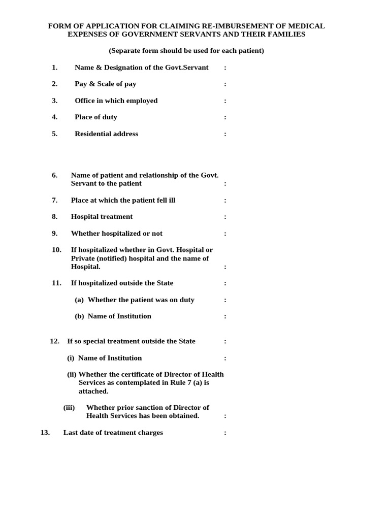 Medical Expense Reimbursement Form | PDF | Hospital | Health Sciences