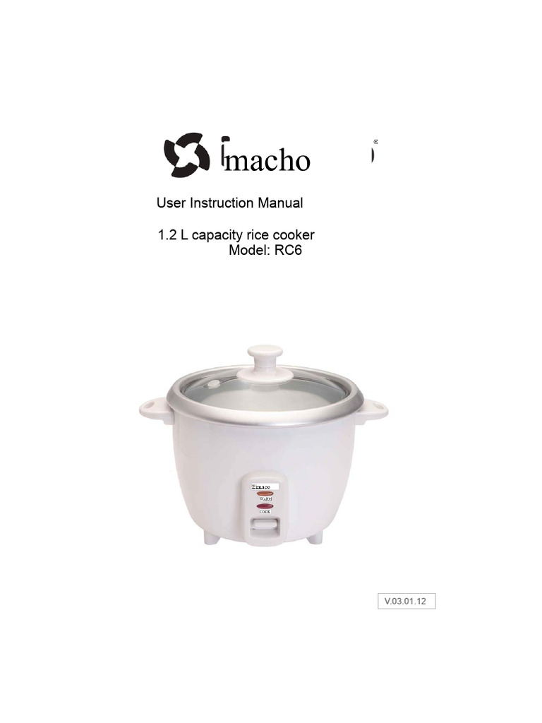 RC6 Rice Cooker User Manual | PDF | Electrical Connector | Electricity