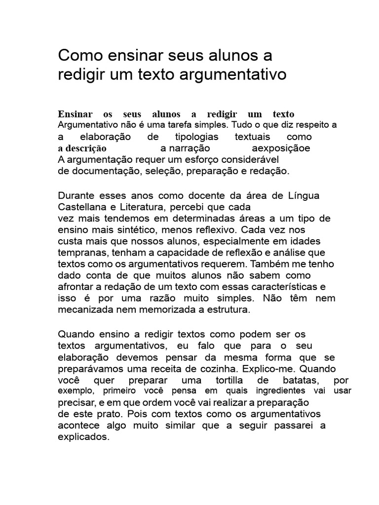 Como Ensinar Seus Alunos A Redigir Um Texto Argumentativo | PDF