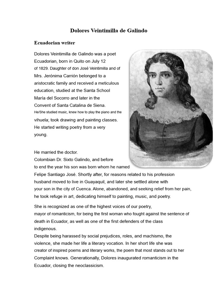 Biography DOLORES VEINTIMILLA DE GALINDO | PDF | Ecuador