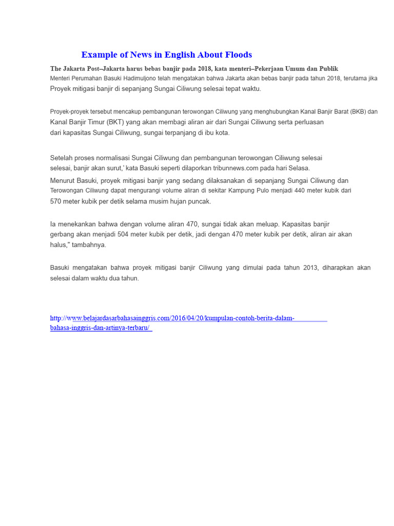 Example News in English About Floods | PDF