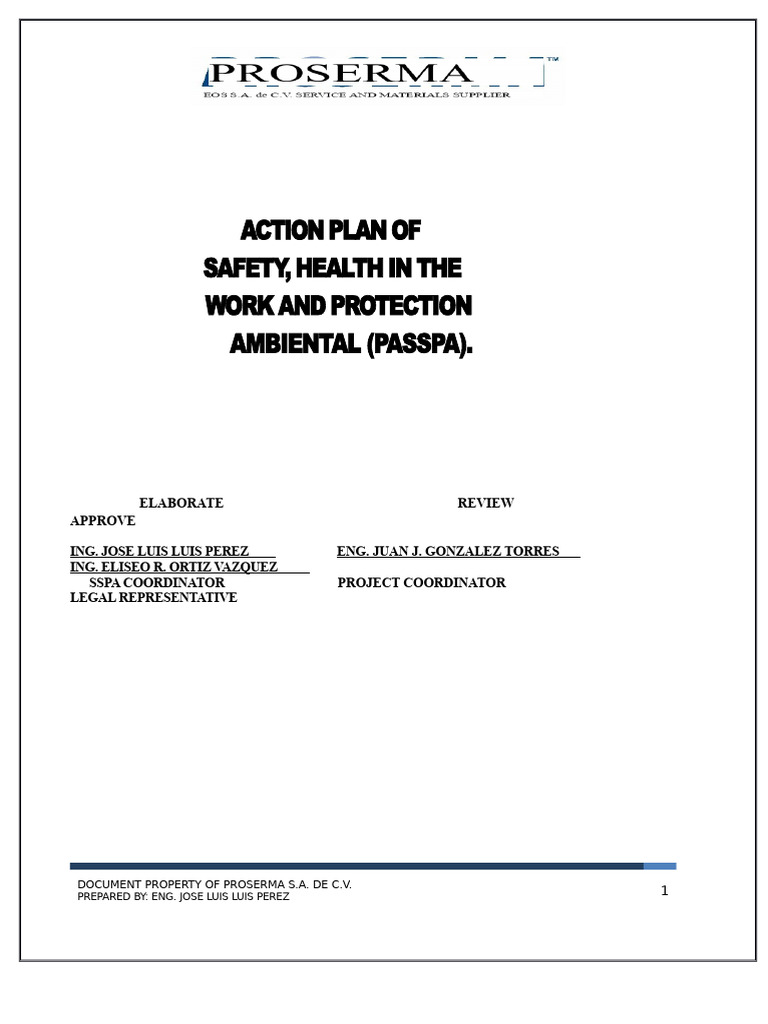 Safety and Health Action Plan (PASSPA) | PDF | Personal Protective ...