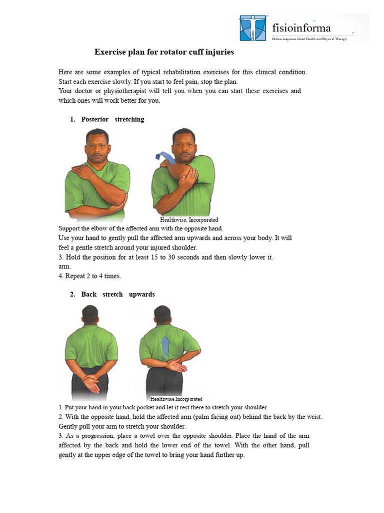 Rotator Cuff Injury Exercise Plan | PDF | Elbow | Shoulder