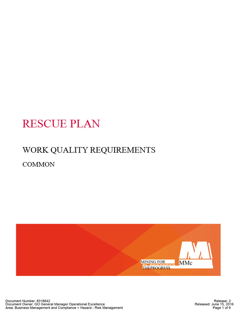 Work Quality Requirements for Rescue Plans | PDF | Emergency | First Aid