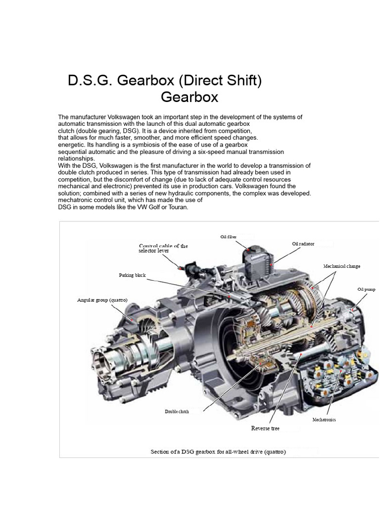 DSG Gearbox: Volkswagen's Innovation | PDF | Manual Transmission ...