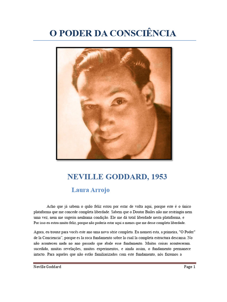 O PODER DA CONSCIÊNCIA Conferência Neville Goddard PDF | PDF ...