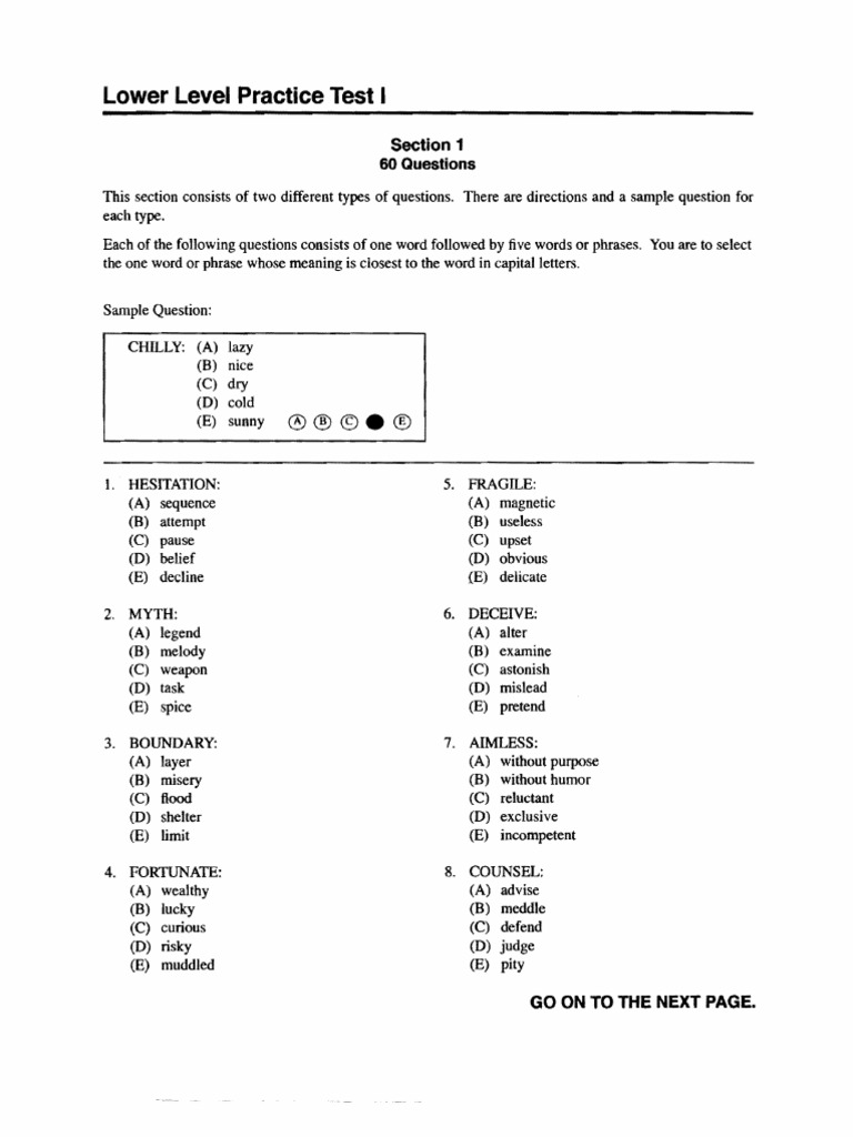 SSAT Lower Level Test 1 Atoms Matter