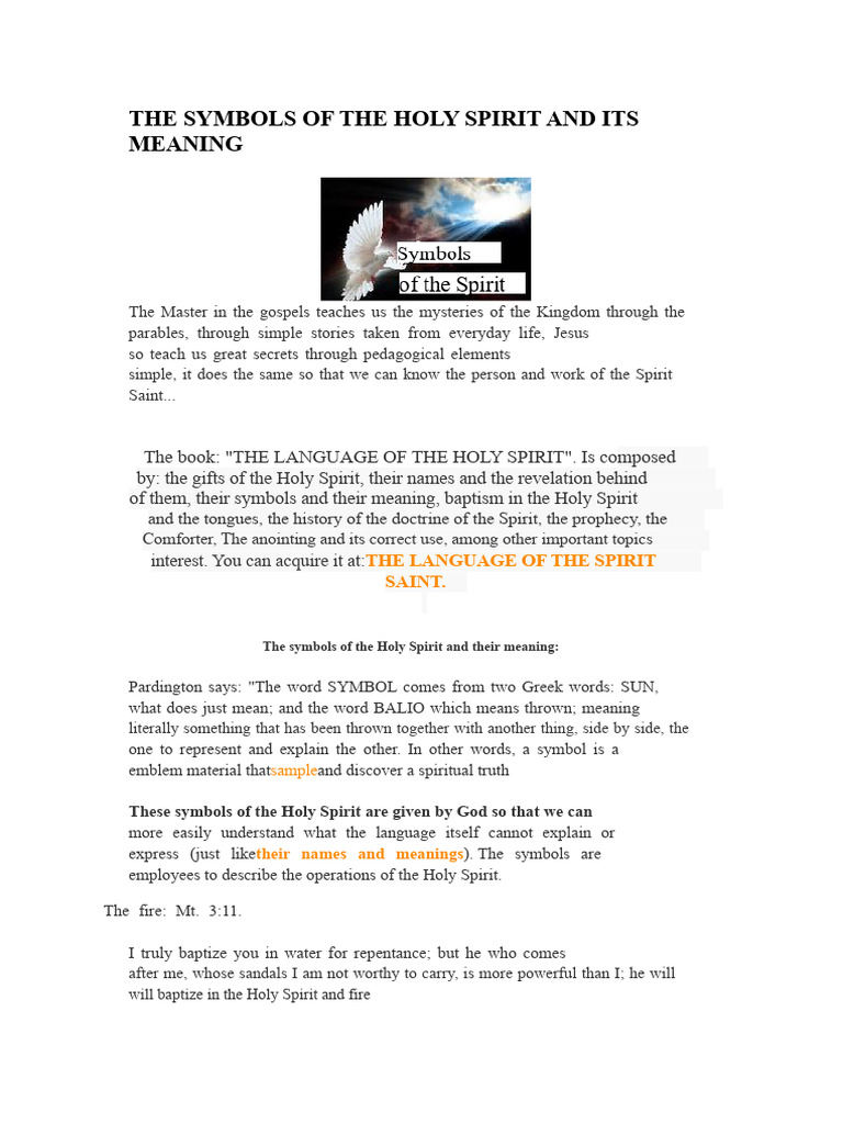 Symbols of the Holy Spirit Explained | PDF | Jesus | Anointing