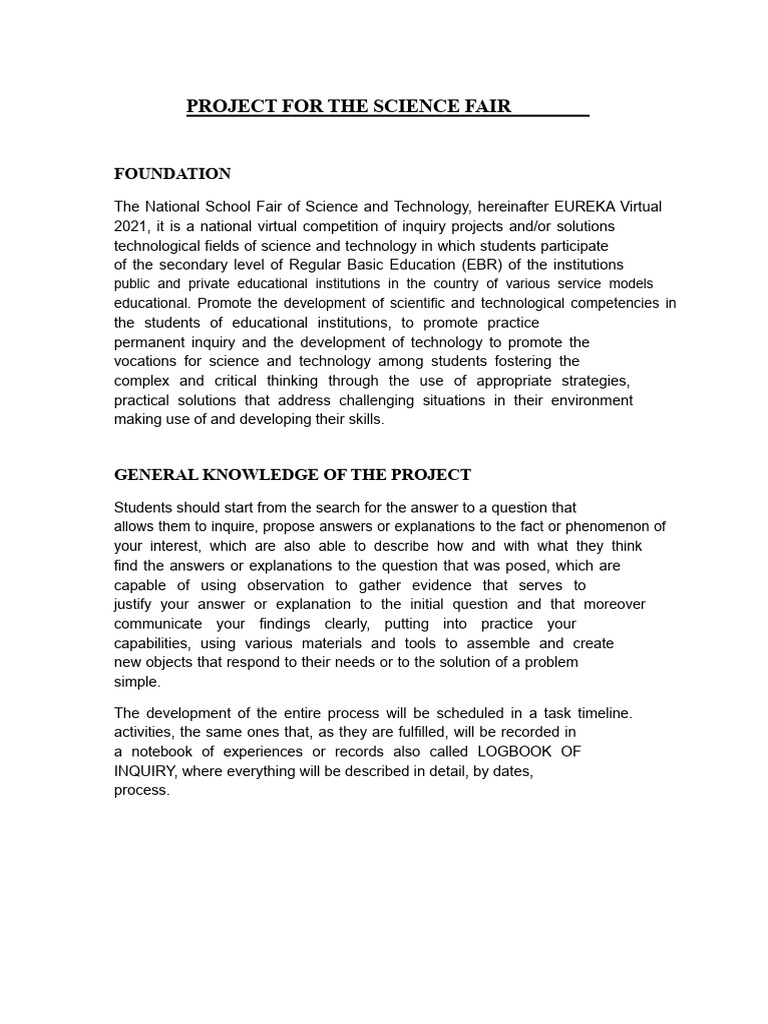 PROJECT FOR THE SCIENCE FAIR 4th | PDF | Science | Inquiry