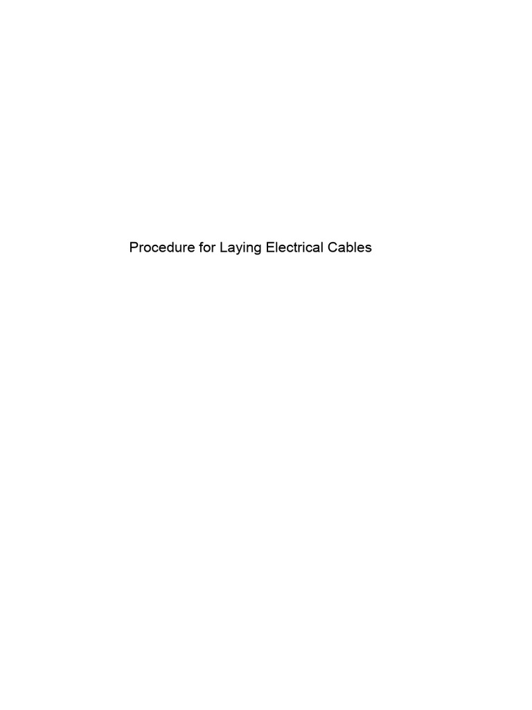 Electrical Cable Laying Procedure Guide | PDF | Electricity ...