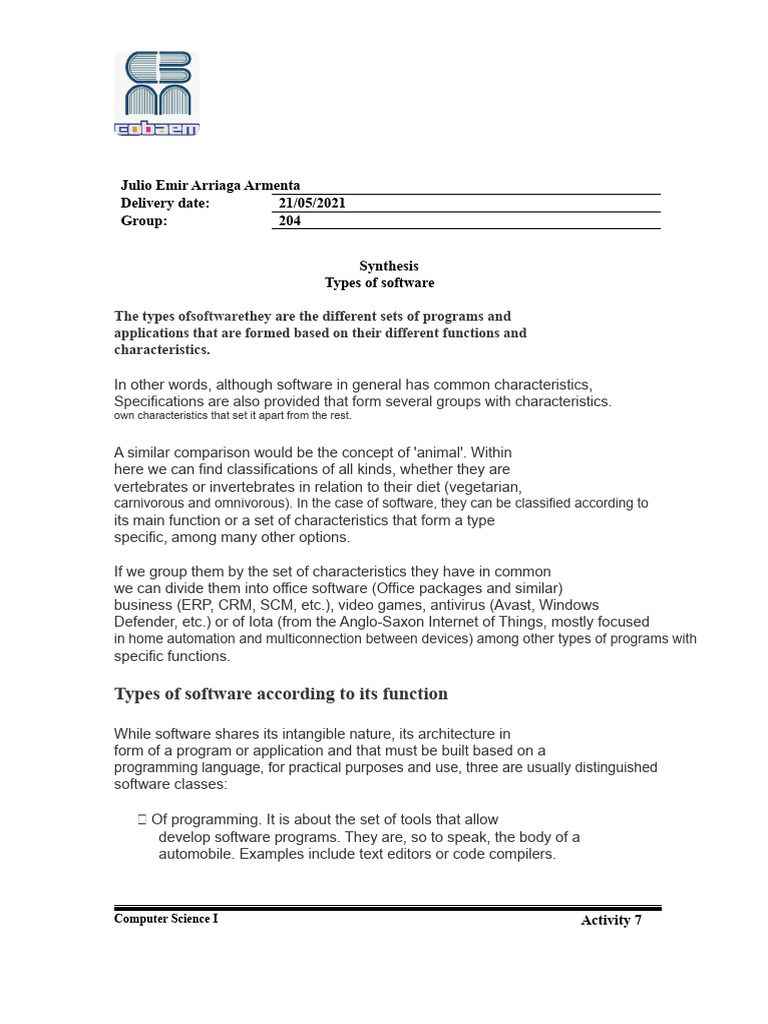 Types of Software Explained | PDF | Software | Operating System