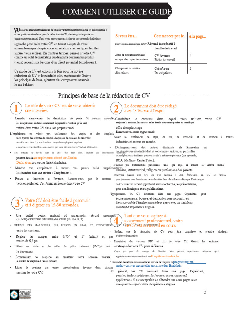 Guide pratique pour rédiger un CV efficace | PDF | Direction