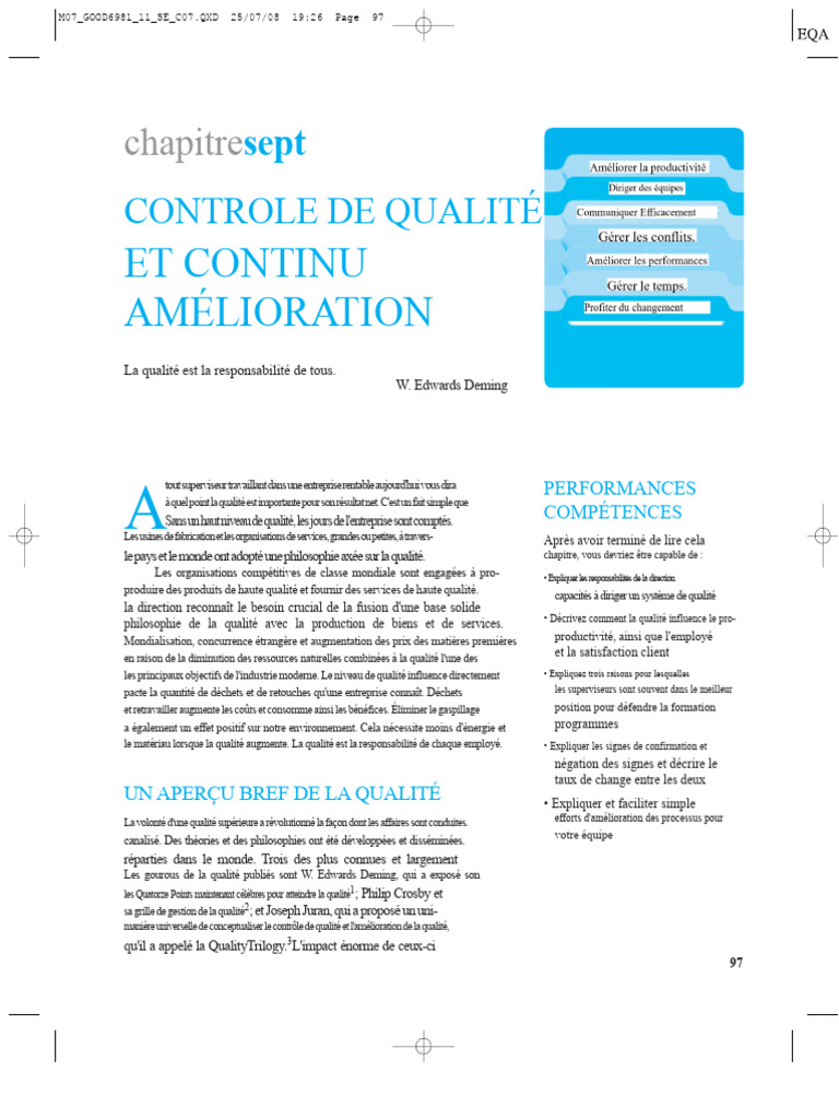 Contrôle de qualité et amélioration continue | PDF | Management de la ...