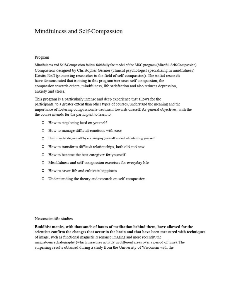 Mindfulness & Self-Compassion Program | PDF | Mindfulness | Compassion