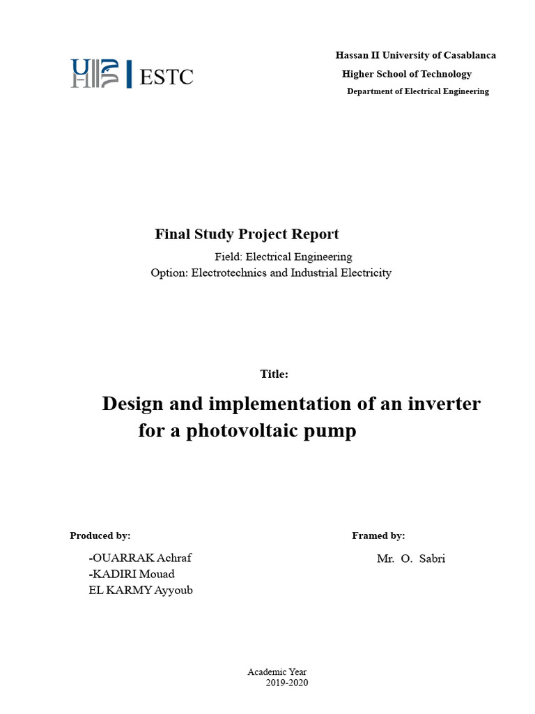 Final Project Report On A Photovoltaic Pump | PDF | Power Inverter ...