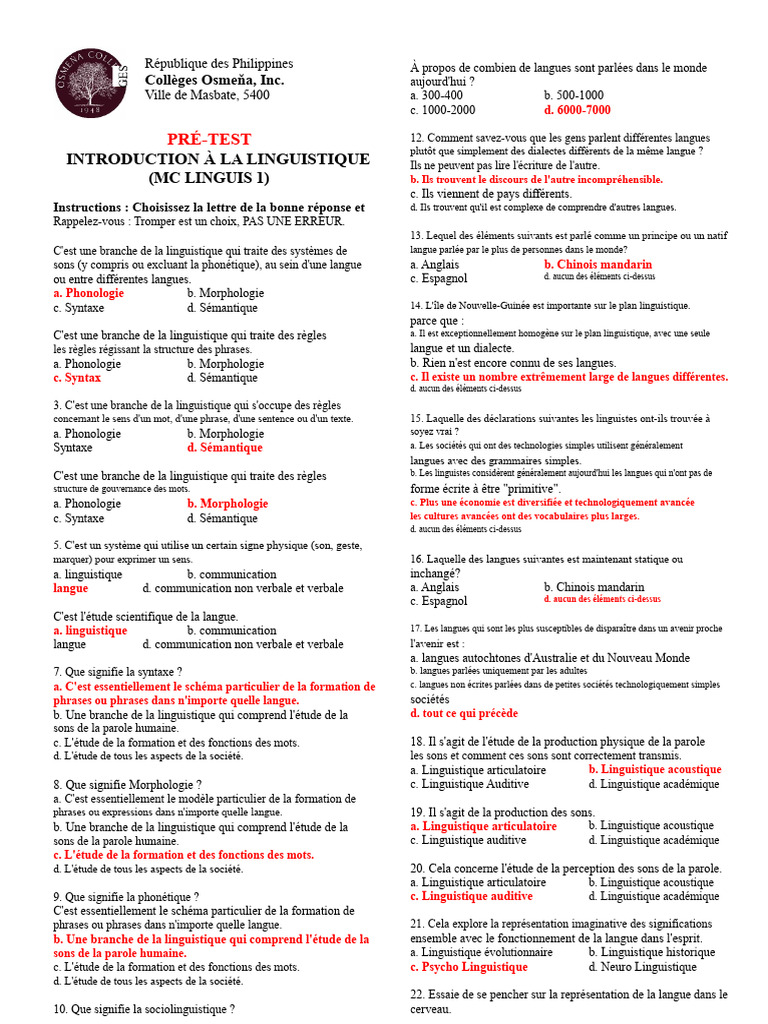 Introduction à la linguistique et langues | PDF | Linguistique ...