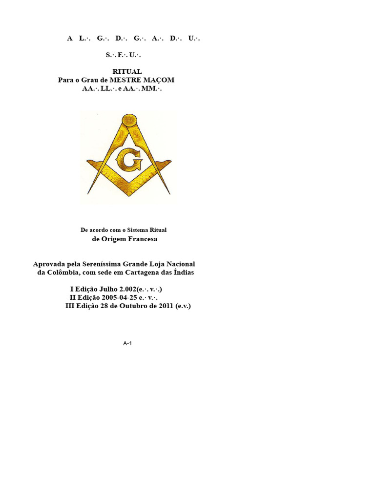 Ritual do Terceiro Grau Maçônico | PDF | Loja Maçônica | Maçonaria