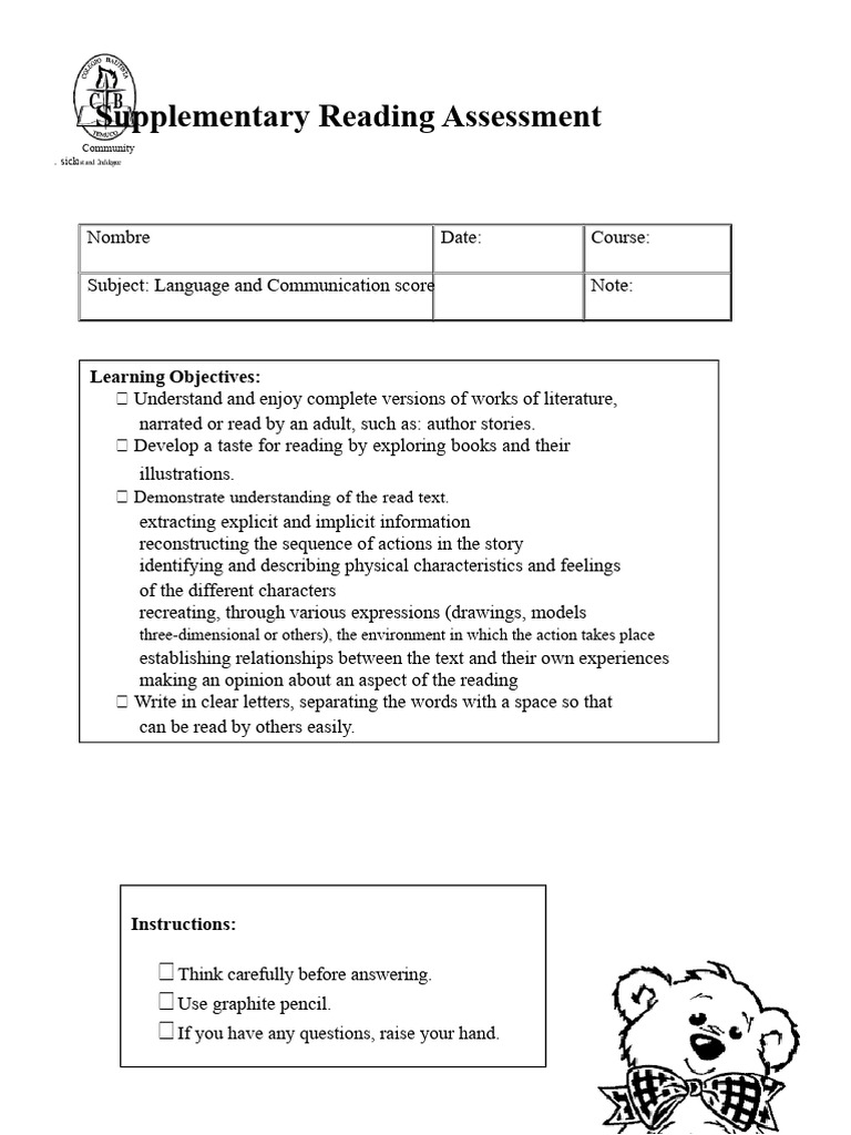 Reading Assessment for Literature Comprehension | PDF | Books ...