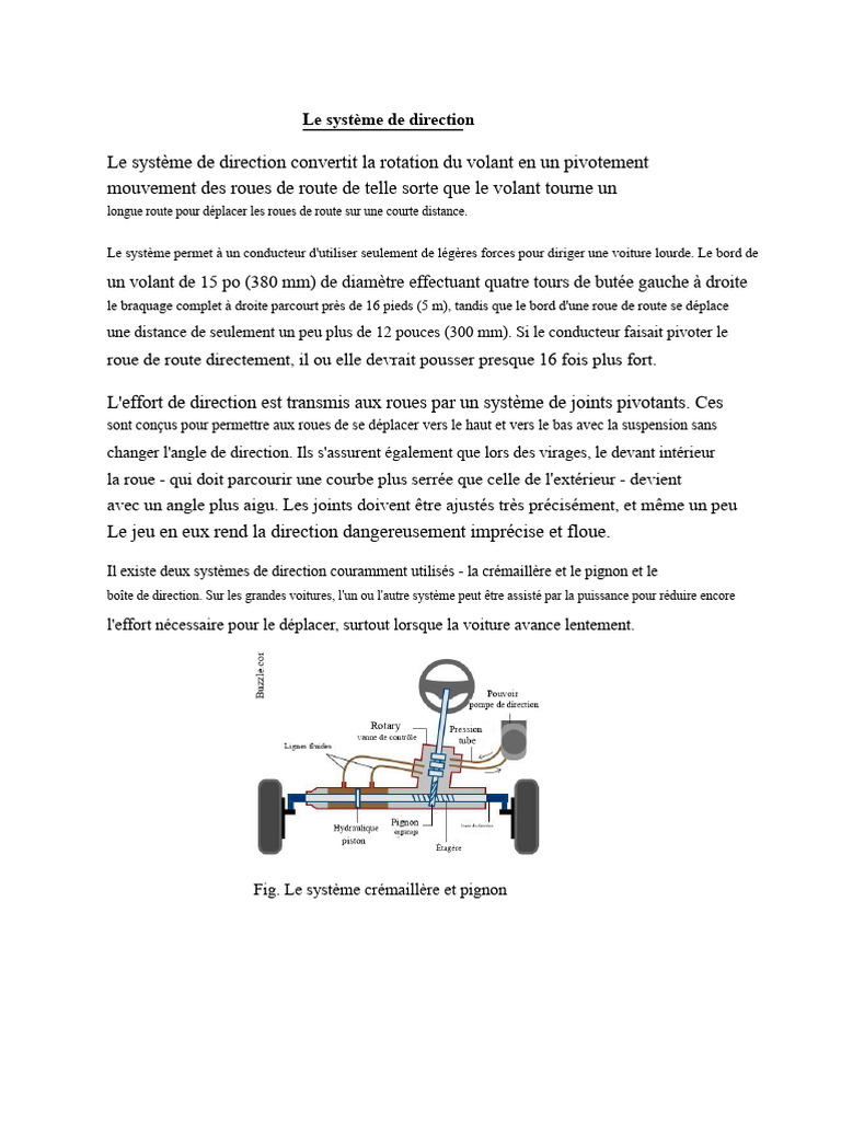 Comprendre le système de direction automobile | PDF | Vis de fixation ...