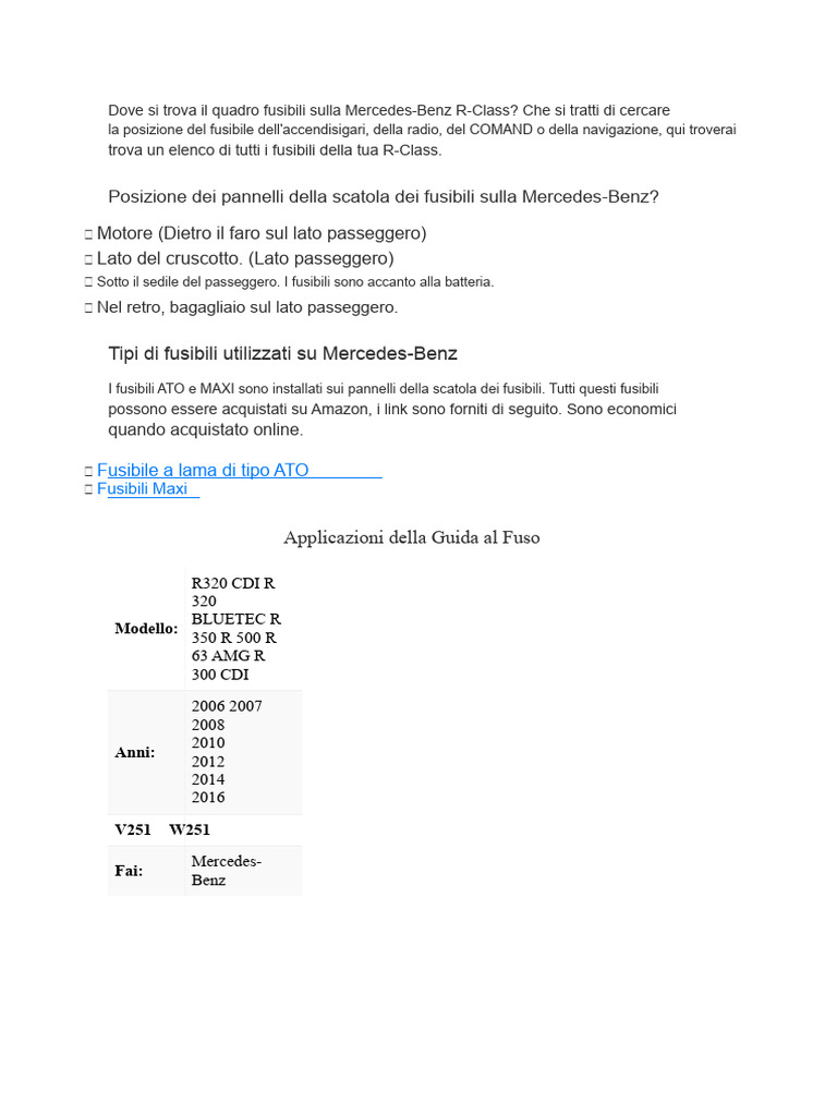 Dove Si Trova Il Fusibile Della Mercedes PDF