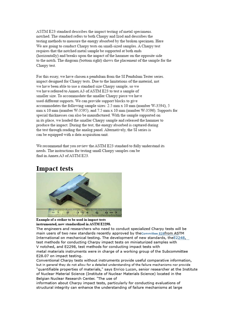 ASTM E23 Charpy Impact Testing Guide | PDF | Fracture | Ductility