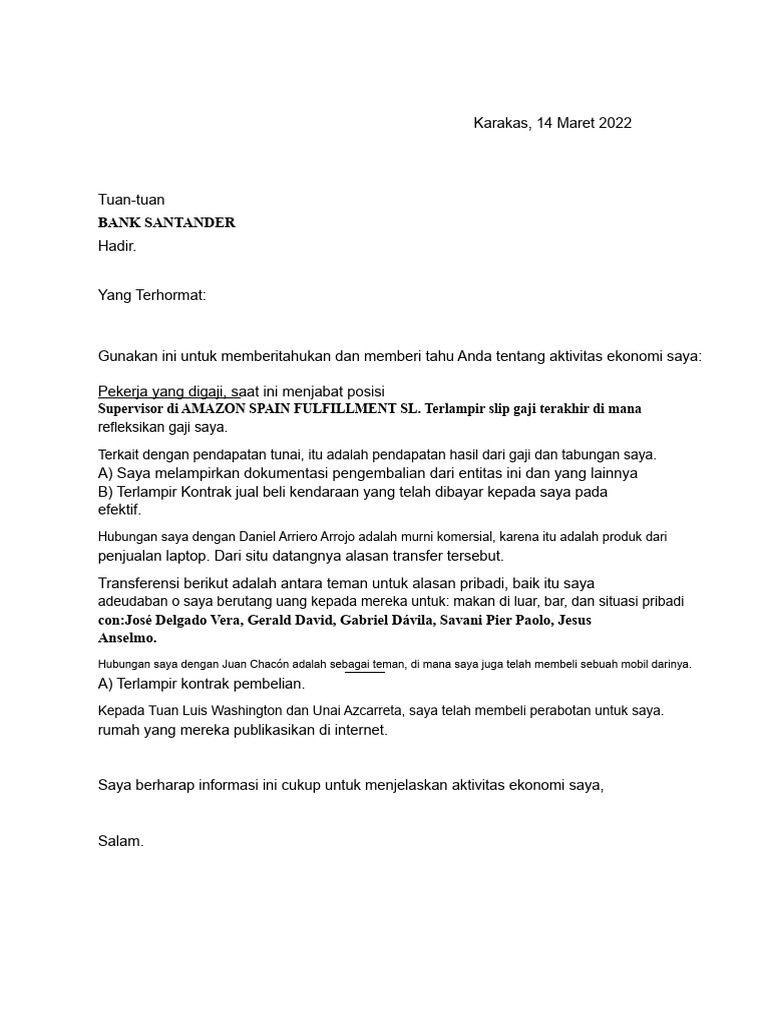 Surat Banco Santander | PDF