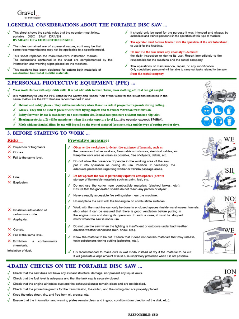 Portable Disc Saw Safety Guidelines | PDF | Personal Protective ...