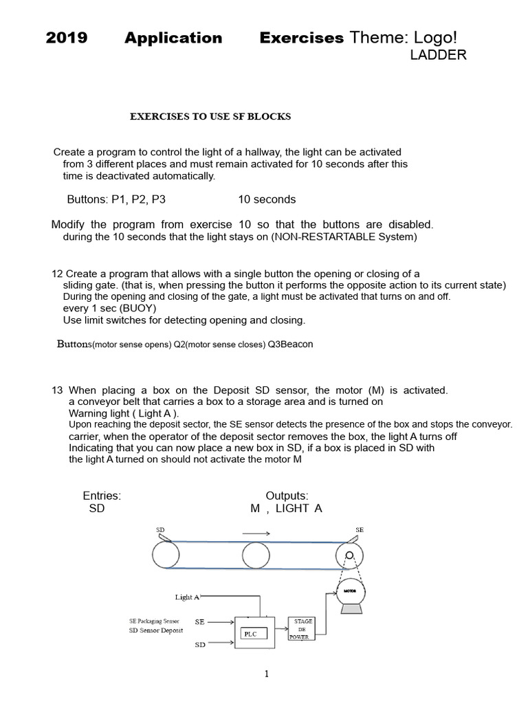 Ladder Logic Exercises for Automation | PDF | Programmable Logic ...