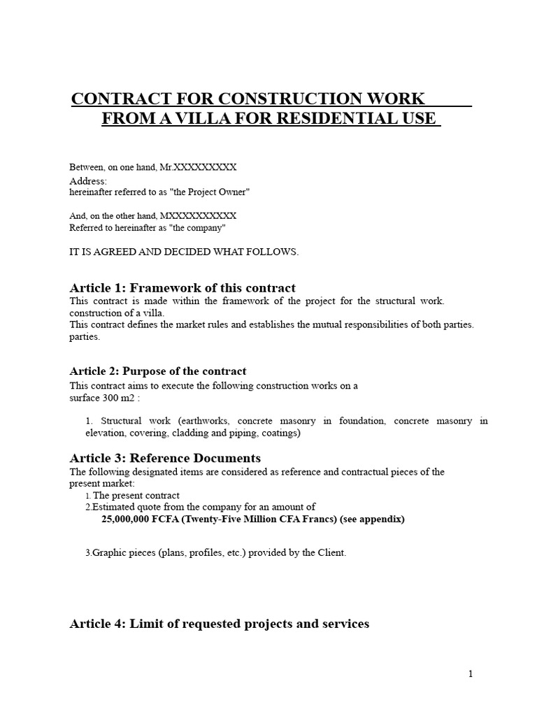 Villa Construction Contract Agreement | PDF | Breach Of Contract