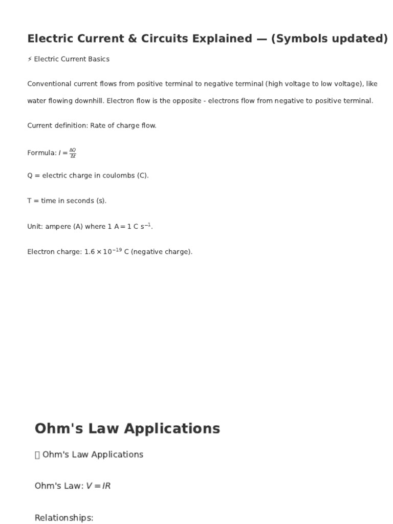 Electric Current and Circuit Basics | PDF