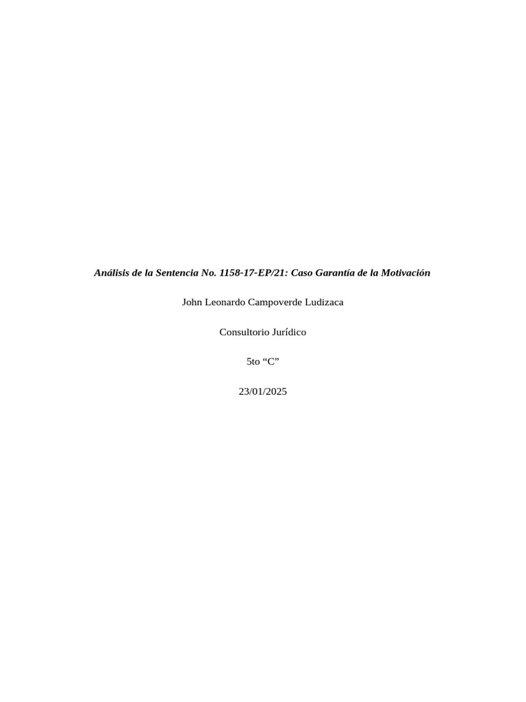 Análisis de la Sentencia 1158-17-EP/21 | PDF | Caso de ley | Debido al ...