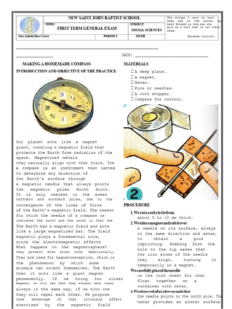 Homemade Compass Creation Guide | PDF | Compass | Magnet