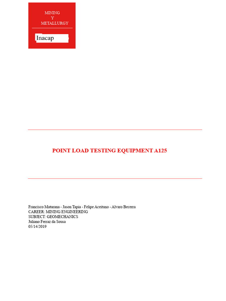 Point Load Testing in Geomechanics | PDF | Personal Protective ...