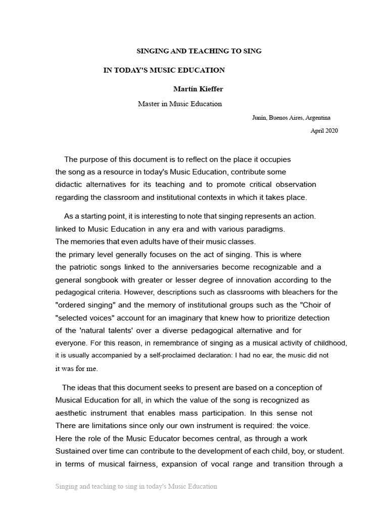 Singing in Modern Music Education | PDF | Singing | Human Voice