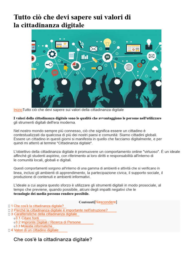 Tutto Ciò Che Devi Sapere Sui Valori Della Cittadinanza Digitale | PDF