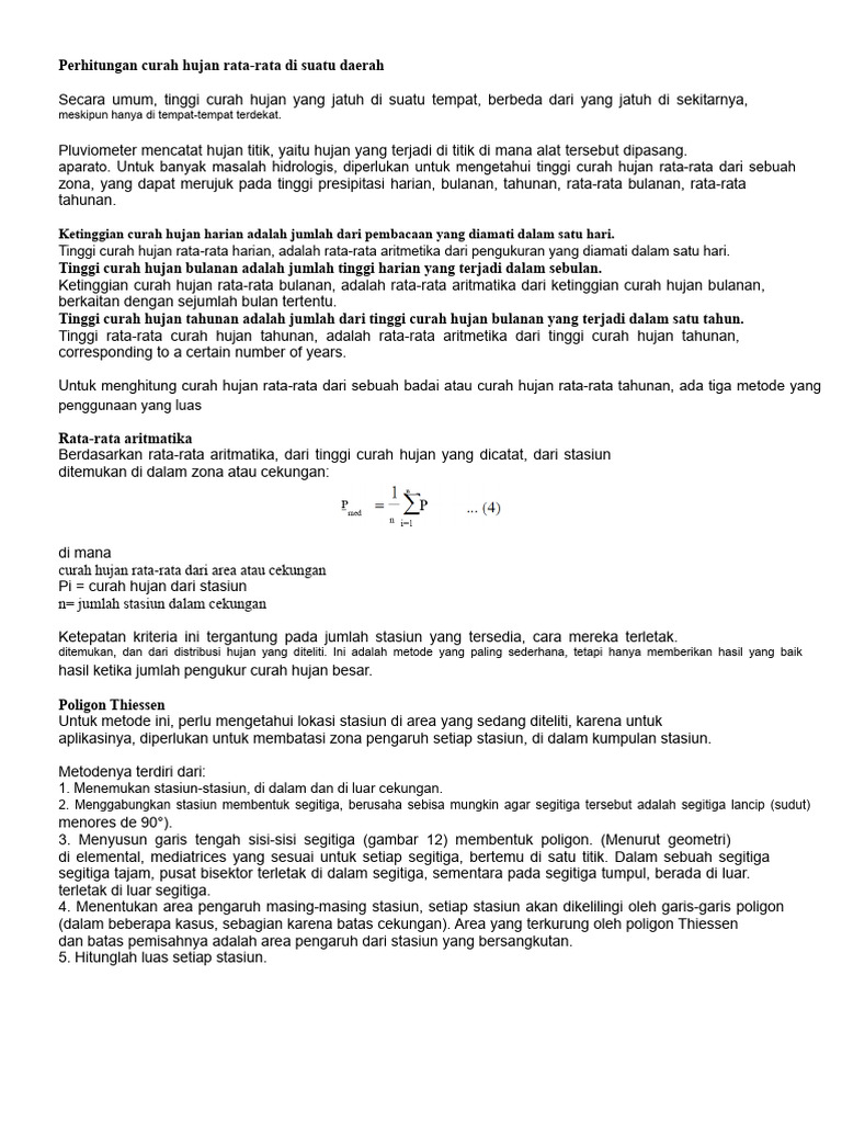Metode Perhitungan Curah Hujan Rata-rata | PDF
