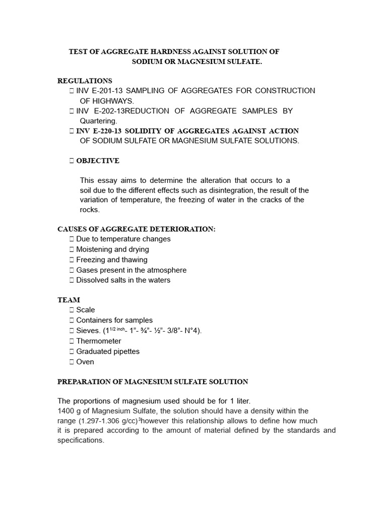 Test of Aggregate Solidity Against Magnesium Solution | PDF | Density ...