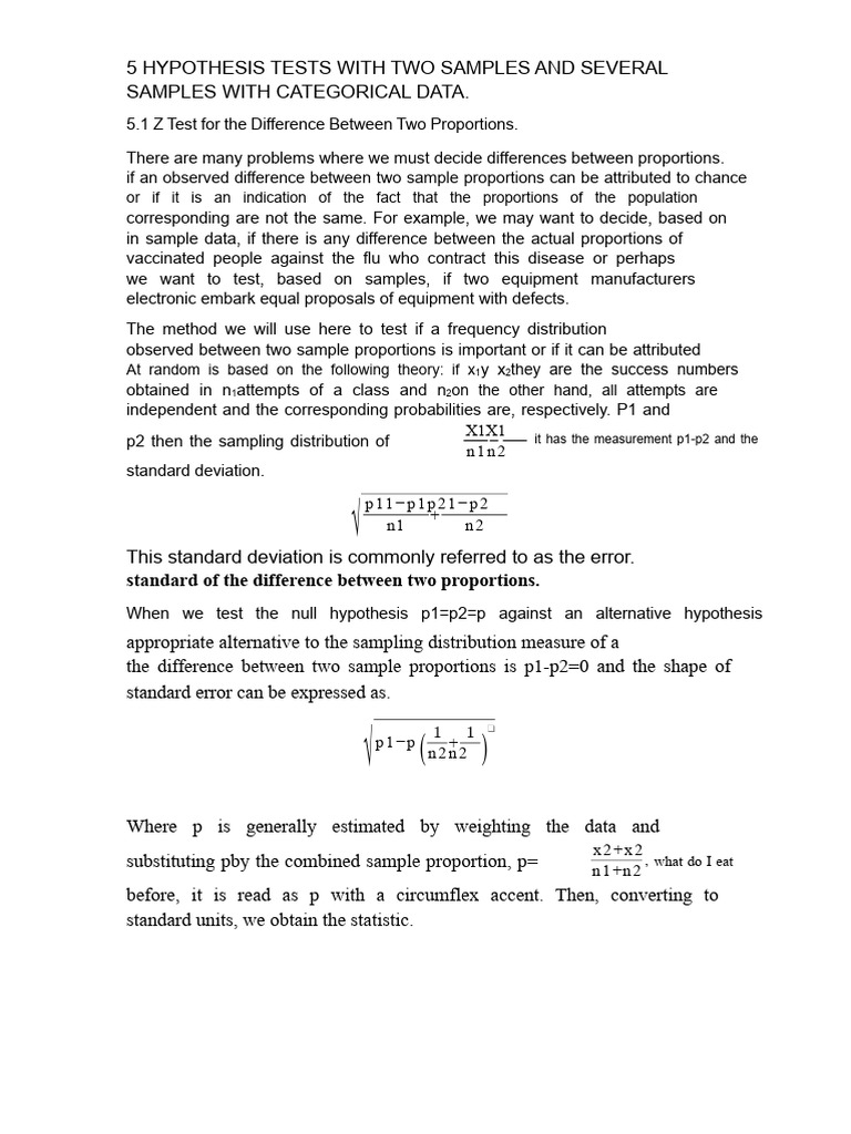 5 Hypothesis Tests With Two Samples | PDF | Chi Squared Test ...