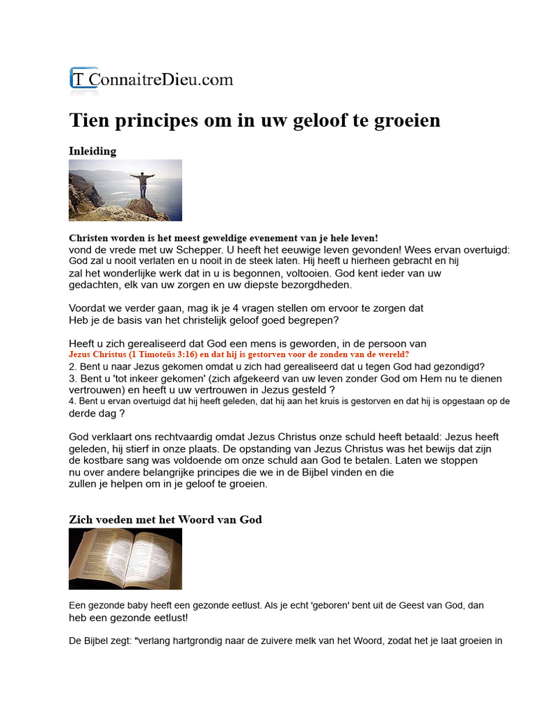 Tien Principes Om Te Groeien in Jouw Geloof | PDF